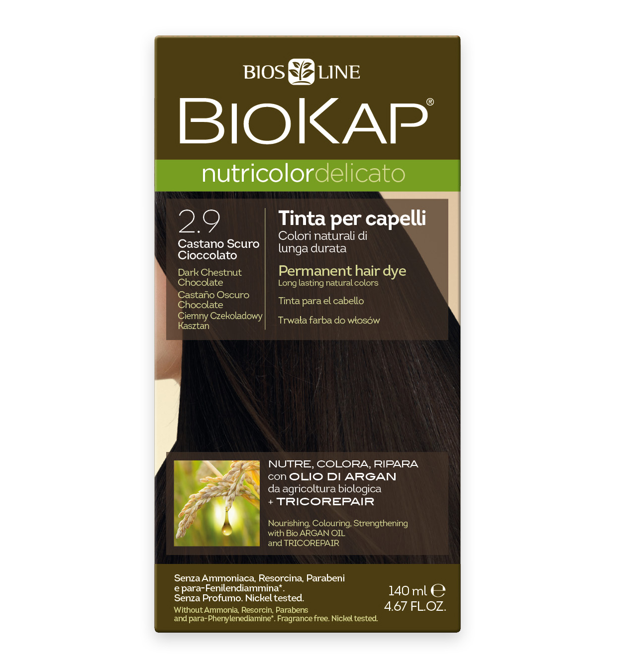 NUTRICOLOR DELICATO Краска для волос деликатная № № 2.9 Шоколадный темно-каштановый 140мл