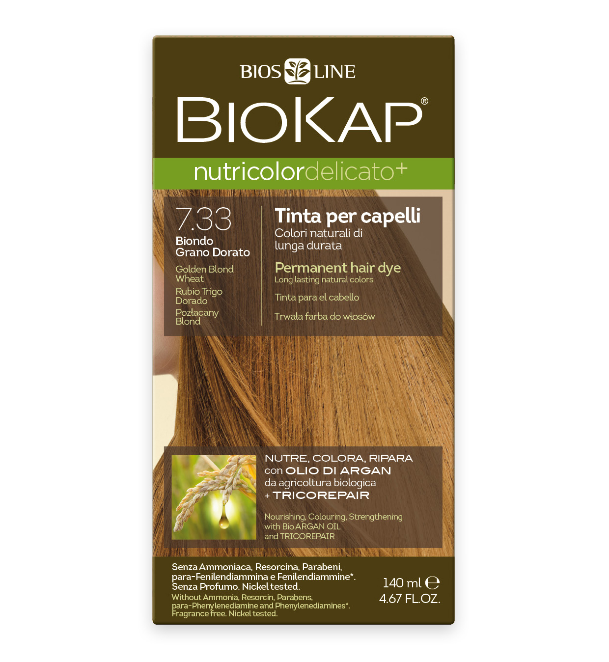 NUTRICOLOR DELICATO Краска для волос деликатная № 7.33 Пшеничный блондин золотистый 140мл