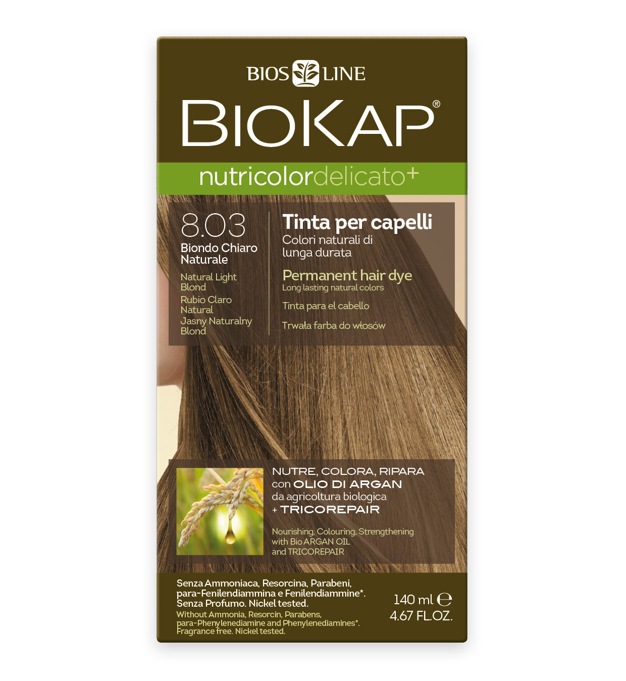 NUTRICOLOR DELICATO Краска для волос деликатная № 8.03 Блондин натуральный светлый 140мл
