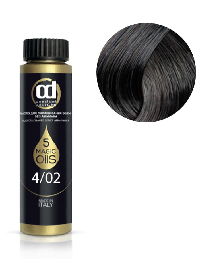 5 MAGIC OILS OLIO COLORANTE Масло для волос без аммиака № 4.02 каштановый натуральный пепельный 50 мл
