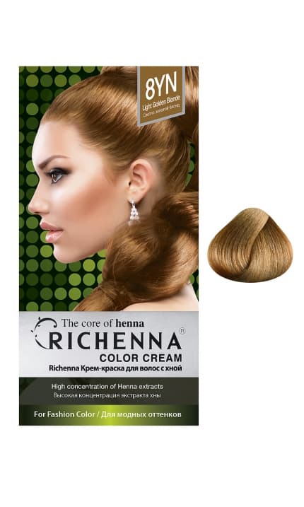Richenna Крем-краска д/волос с хной №8YN Light Golden Blonde 60 гр № 8YN Light Golden Blonde